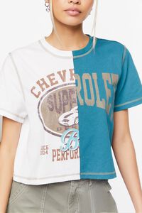 TEAL/MULTI Chevrolet Colorblock Cropped Graphic Tee, image 5