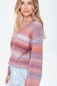 RUST/MULTI Striped V-Neck Sweater, image 2