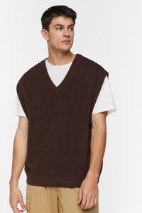 BROWN Contrast-Hem Sweater Vest, image 1