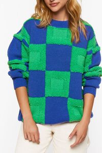 BLUE/GREEN Fuzzy Checkered Sweater, image 5