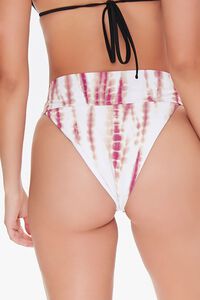 MAGENTA/WHITE Tie-Dye High-Waist Bikini Bottoms, image 4