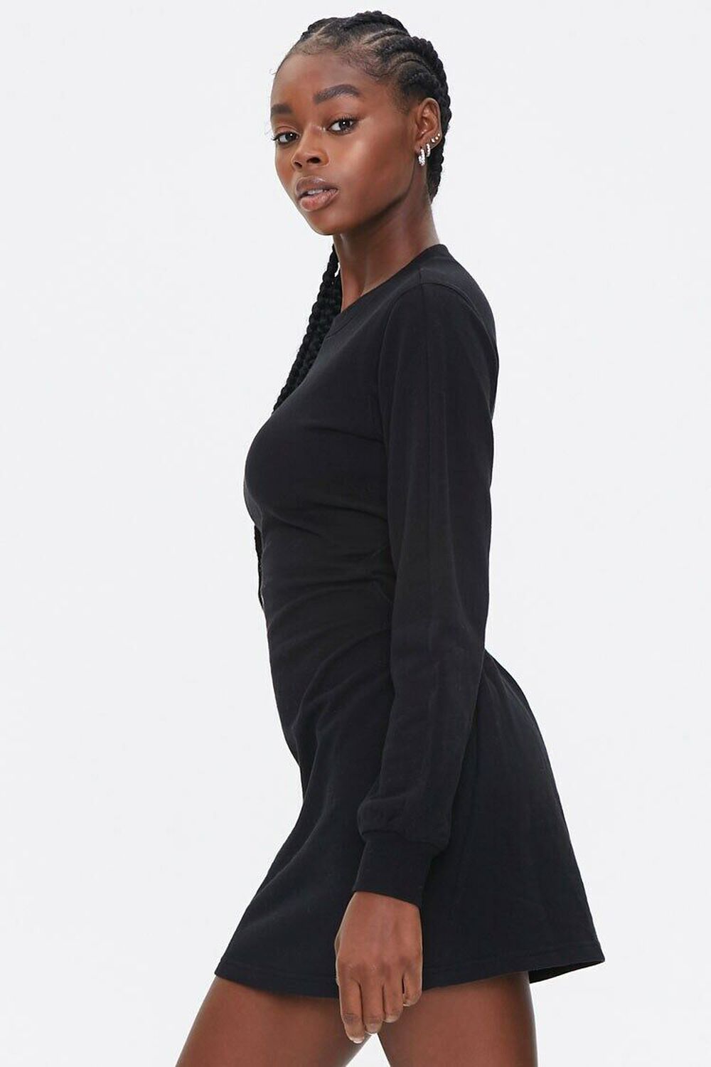 BLACK French Terry Cutout Dress, image 2