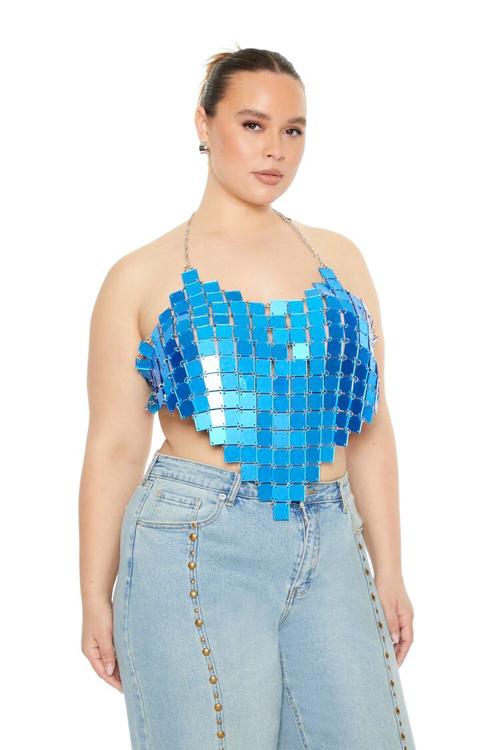 Plus Size Chainmail Halter Top