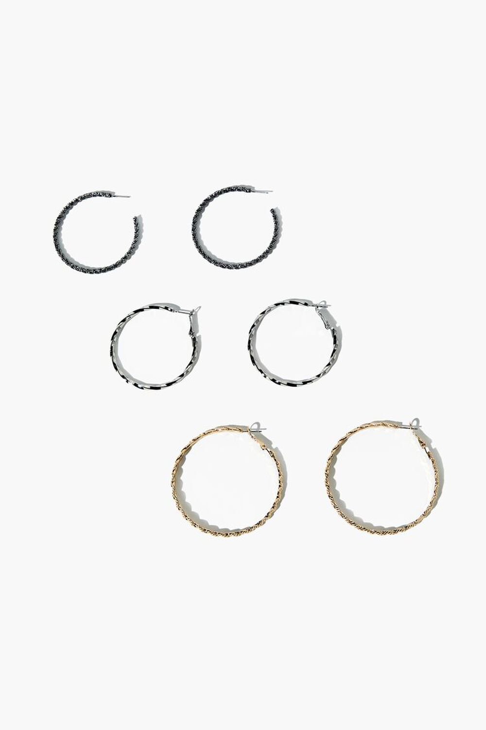 GOLD/SILVER Etched Hoop Earring Set, image 1
