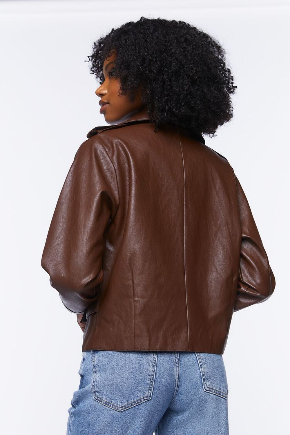 CHOCOLATE Faux Leather Moto Jacket, image 3