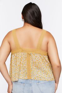 MATTE GOLD/MULTI Plus Size Floral Lace-Trim Cami, image 3