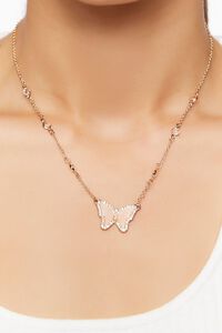 PINK/GOLD Rhinestone Butterfly Necklace, image 1