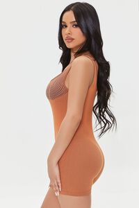 TAN/BROWN Seamless Contrast-Striped Romper, image 2
