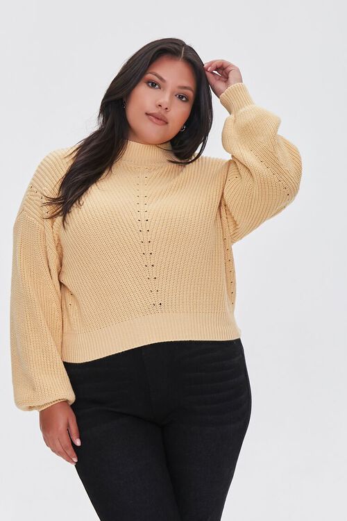 YELLOW Plus Size Mock Neck Sweater, image 5