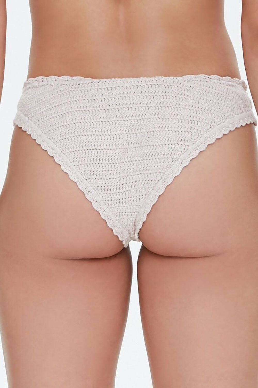 BEIGE Crochet Low-Rise Bikini Bottoms, image 3