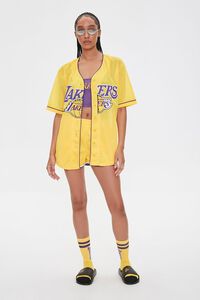 YELLOW/MULTI Lakers Graphic Buttoned Mesh Top, image 4