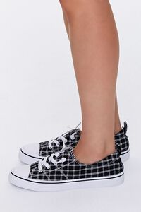 BLACK/WHITE Plaid Canvas Low-Top Sneakers, image 2