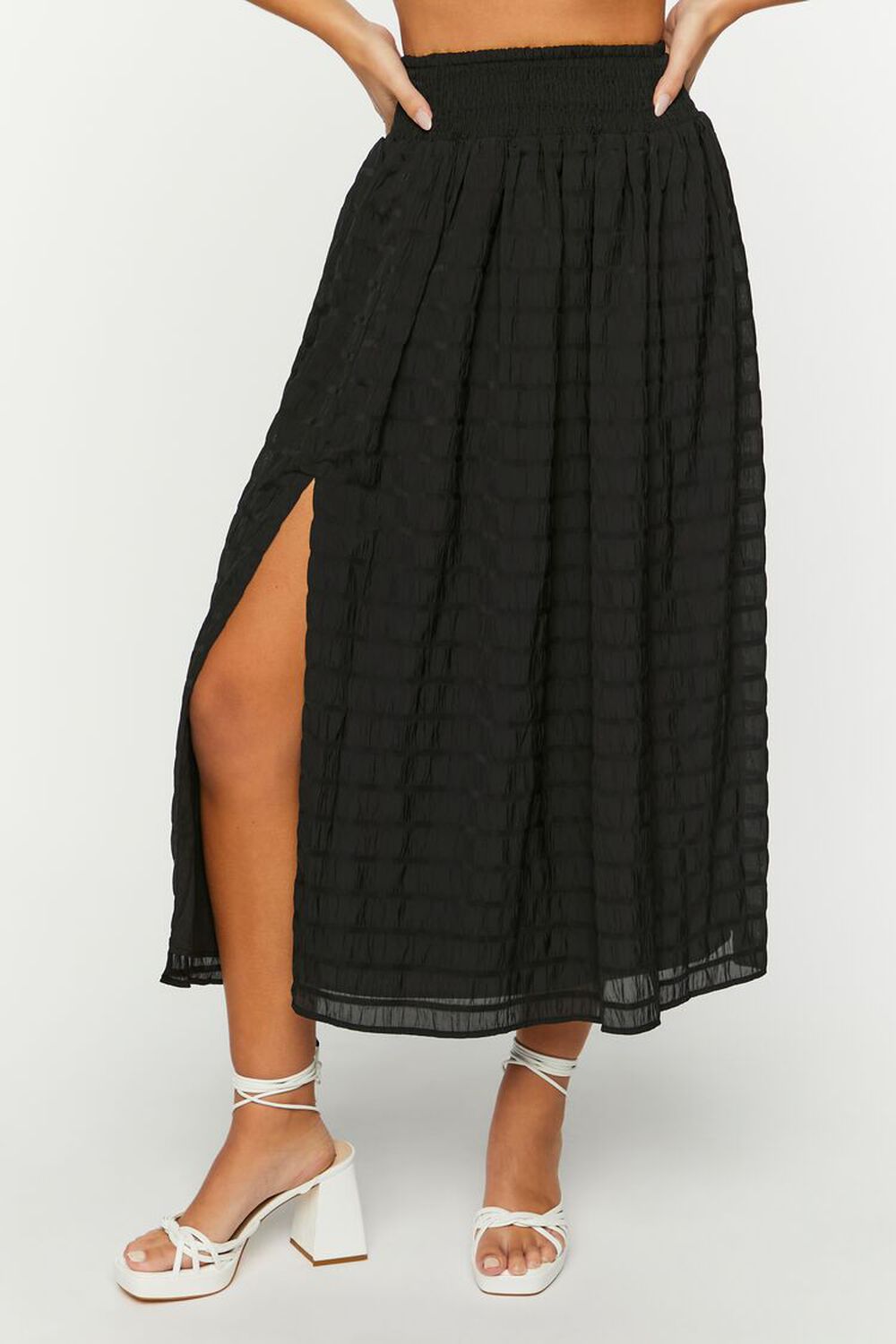 BLACK Side Slit Maxi Skirt, image 2
