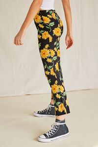 BLACK/MULTI Sunflower Print Flare Pants, image 3