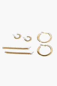 GOLD Hoop & Chain Drop Earring Set, image 1