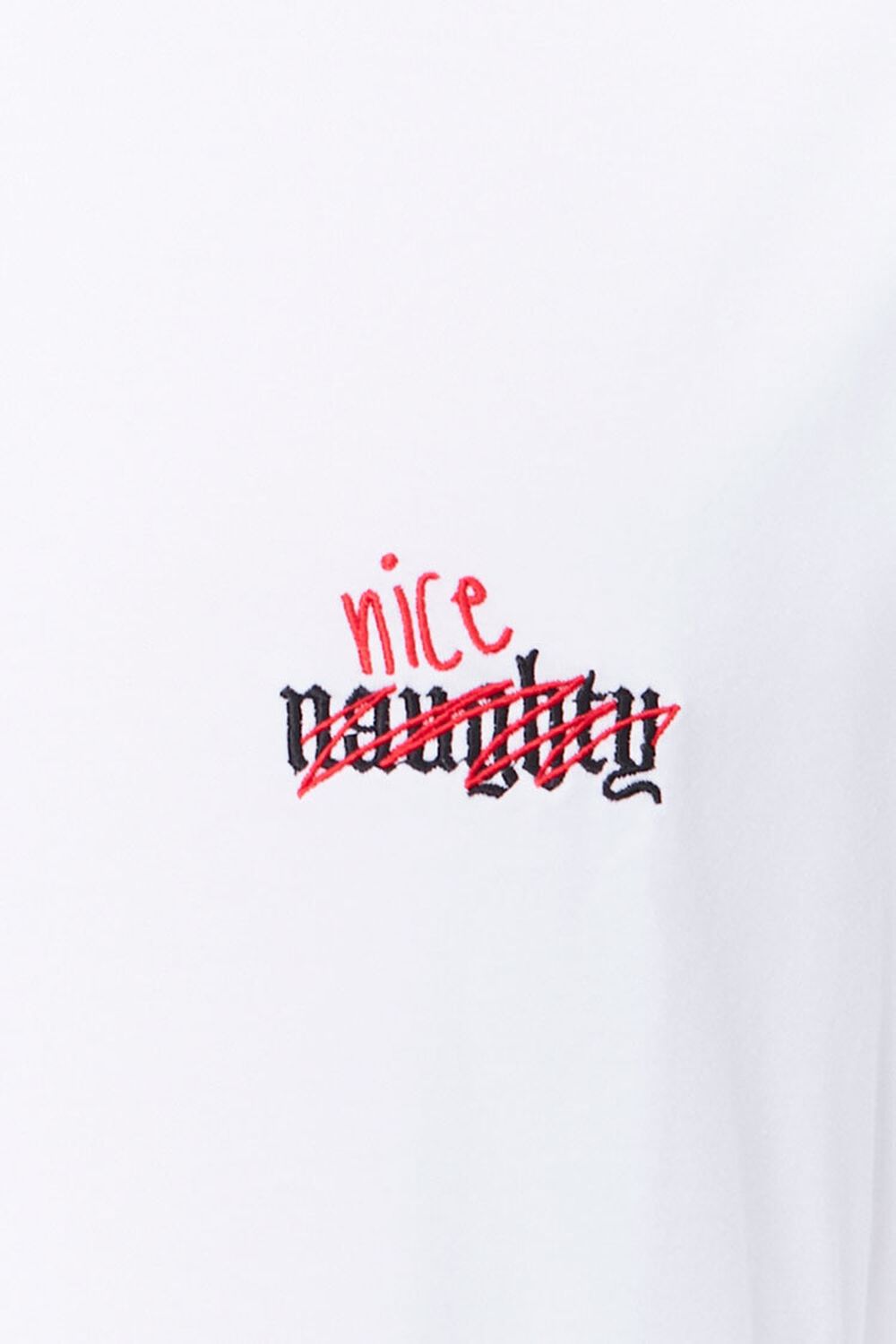 WHITE/RED Naughty Nice Embroidered Graphic Tee, image 3