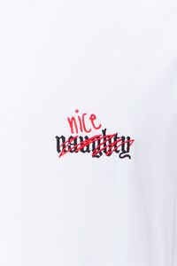 WHITE/RED Naughty Nice Embroidered Graphic Tee, image 3