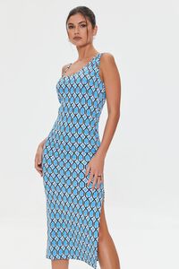 BLUE/MULTI Geo Print Slit Midi Dress, image 4