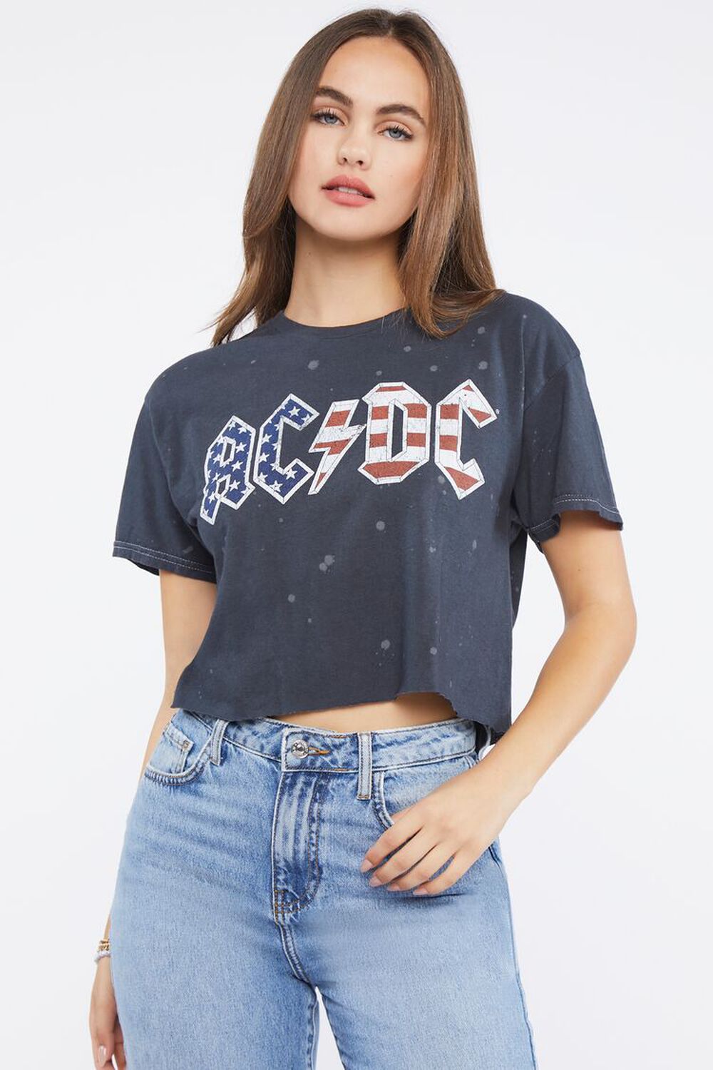 BLACK/MULTI ACDC Tour Graphic Cropped Tee, image 1