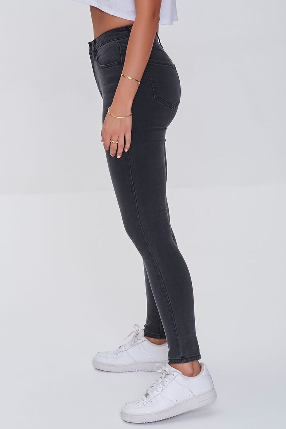 WASHED BLACK Mid-Rise Skinny Jeans, image 3