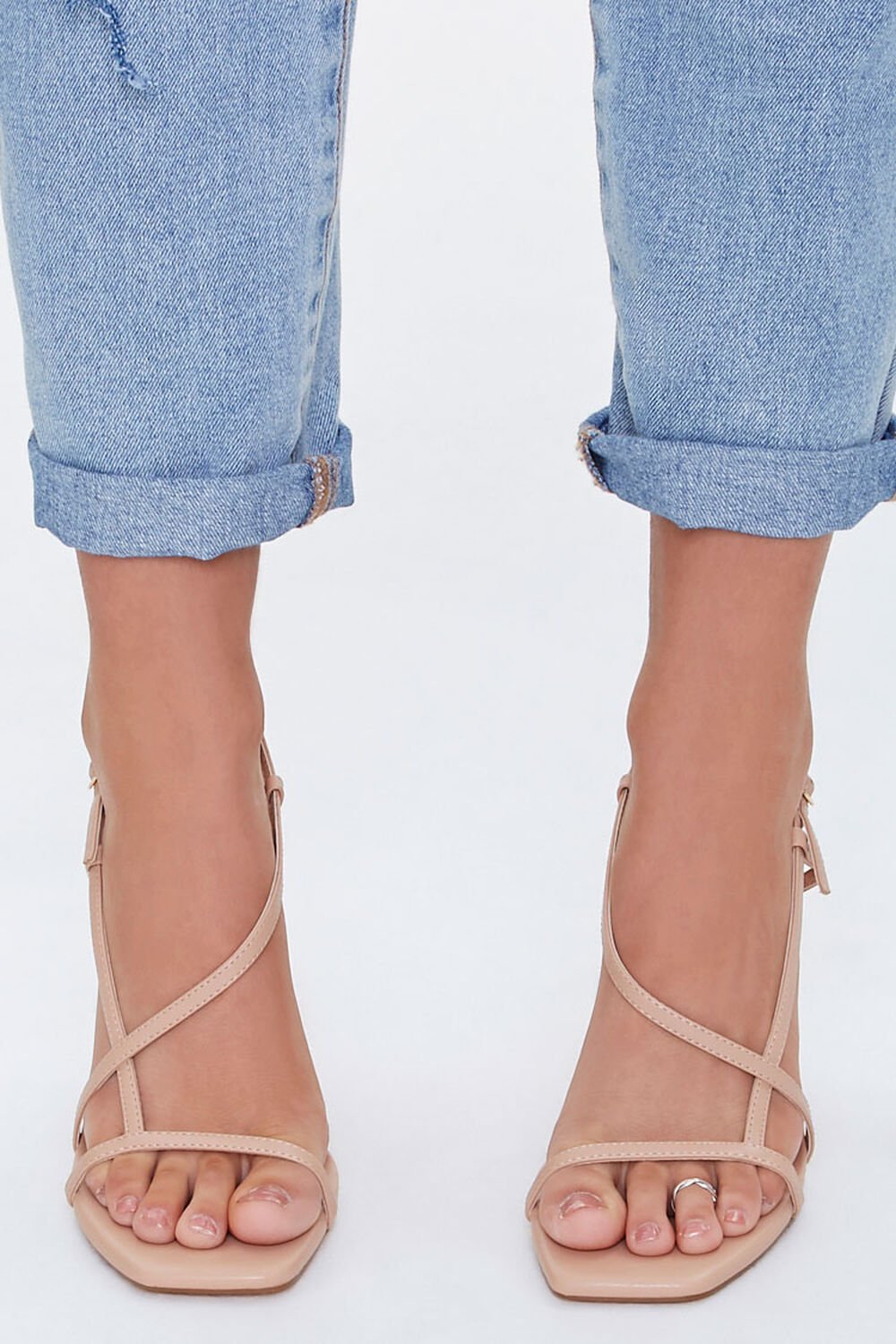 NUDE Strappy Faux Leather Block Heels, image 2