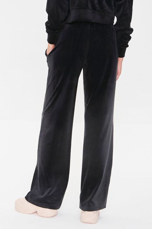 BLACK Velour Wide-Leg Sweatpants, image 4