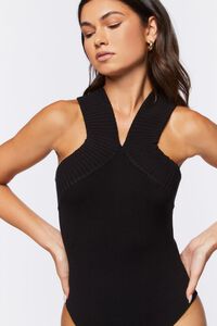 BLACK Sweater-Knit Sleeveless Bodysuit, image 6