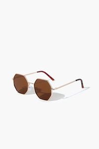 GOLD/BROWN Round Frame Sunglasses, image 2