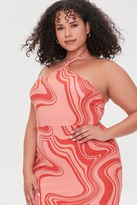 PINK/RED Plus Size Abstract Print Maxi Dress, image 4