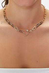 GOLD Rhinestone Heart Chain Necklace, image 1