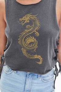 GREY/MULTI Lace-Up Dragon Muscle Tee, image 5