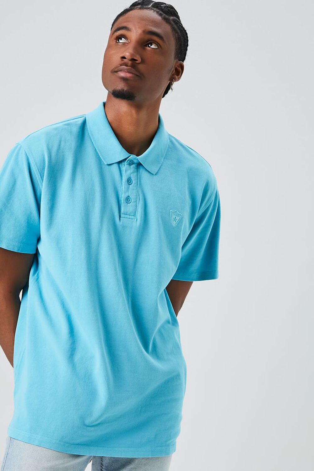 TEAL Embroidered Crest Polo Shirt, image 1