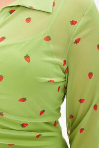 GREEN/MULTI Plus Size Mesh Strawberry Print Dress, image 5