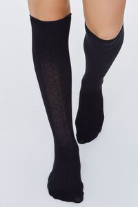 BLACK/BLACK Ribbed Knee-High Sock Set, image 4