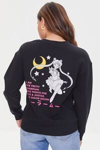 BLACK/MULTI Sailor Moon Graphic Fleece Pullover, image 3