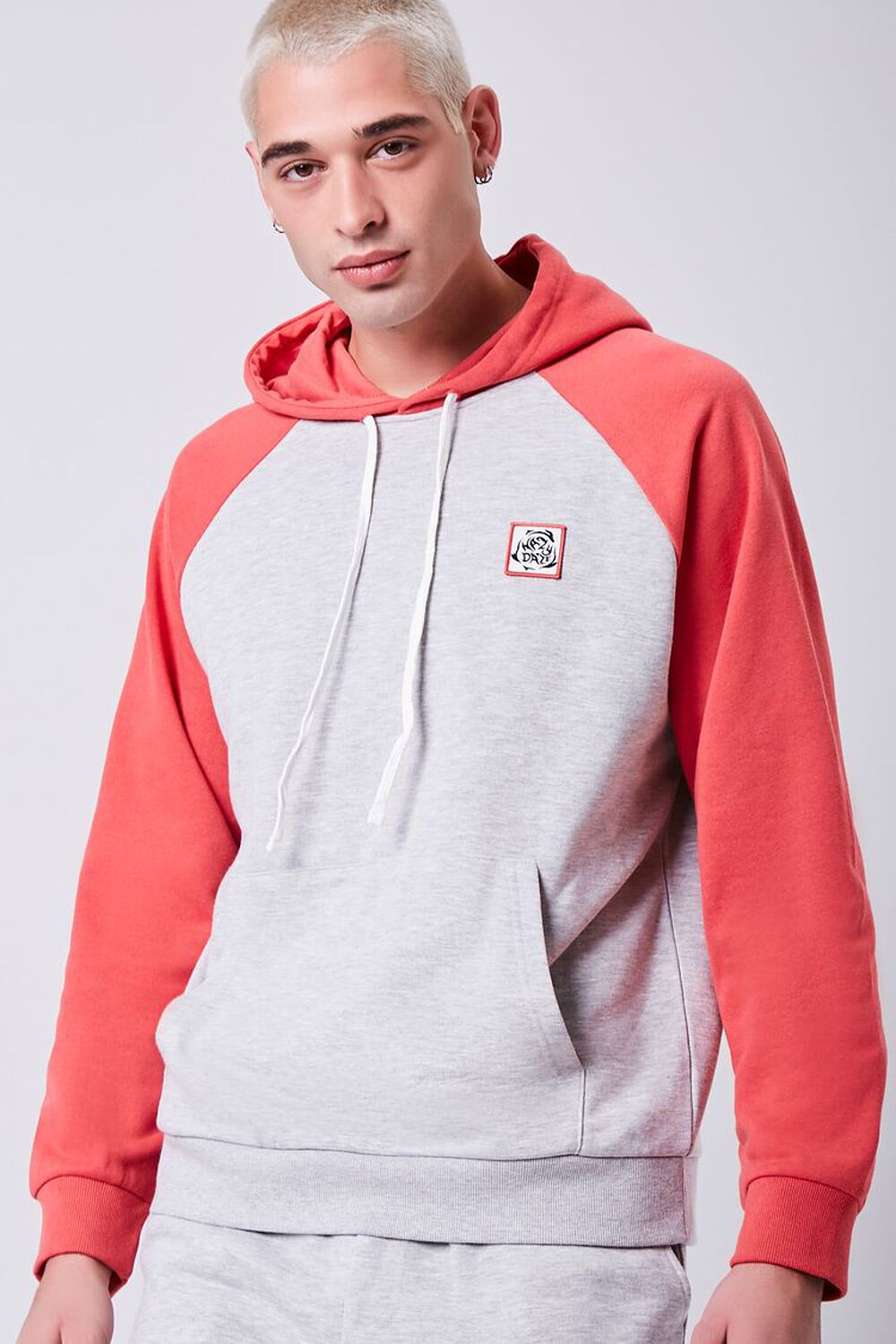 HEATHER GREY/RED Embroidered Hazy Daze Graphic Hoodie, image 1