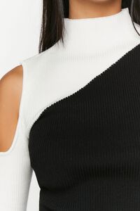 BLACK/VANILLA Open-Shoulder Colorblock Sweater, image 7