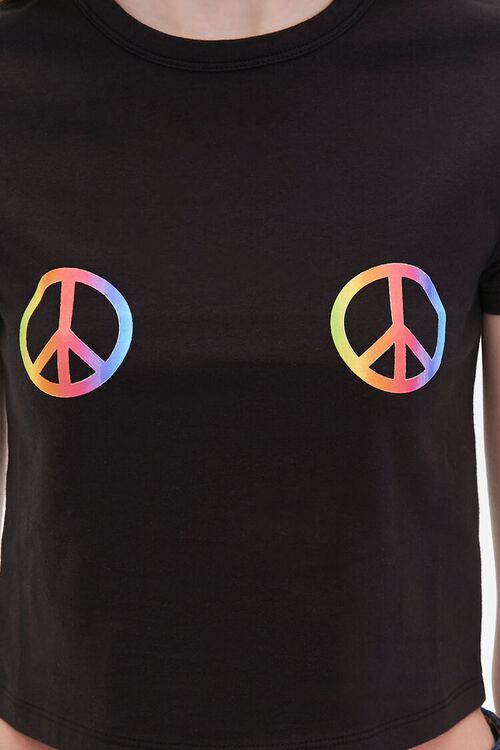 BLACK/MULTI Peace Sign Cropped Tee, image 5