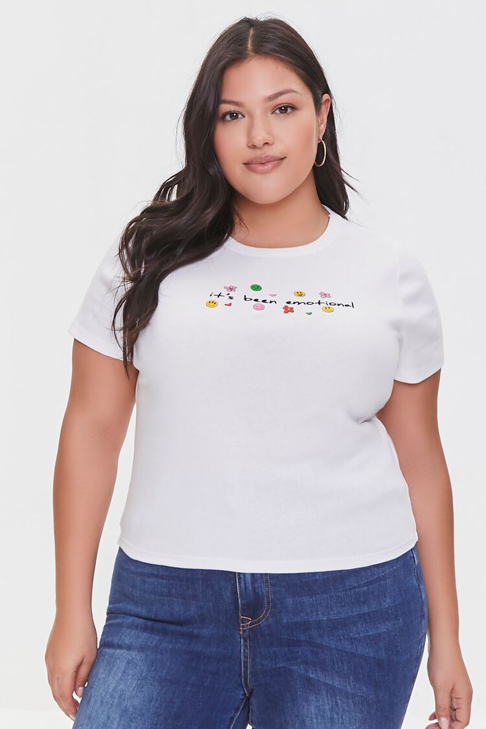 WHITE/MULTI Plus Size Its Been Emotional Tee, image 1