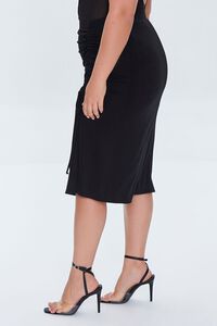BLACK Plus Size Ruched Drawstring Skirt, image 3