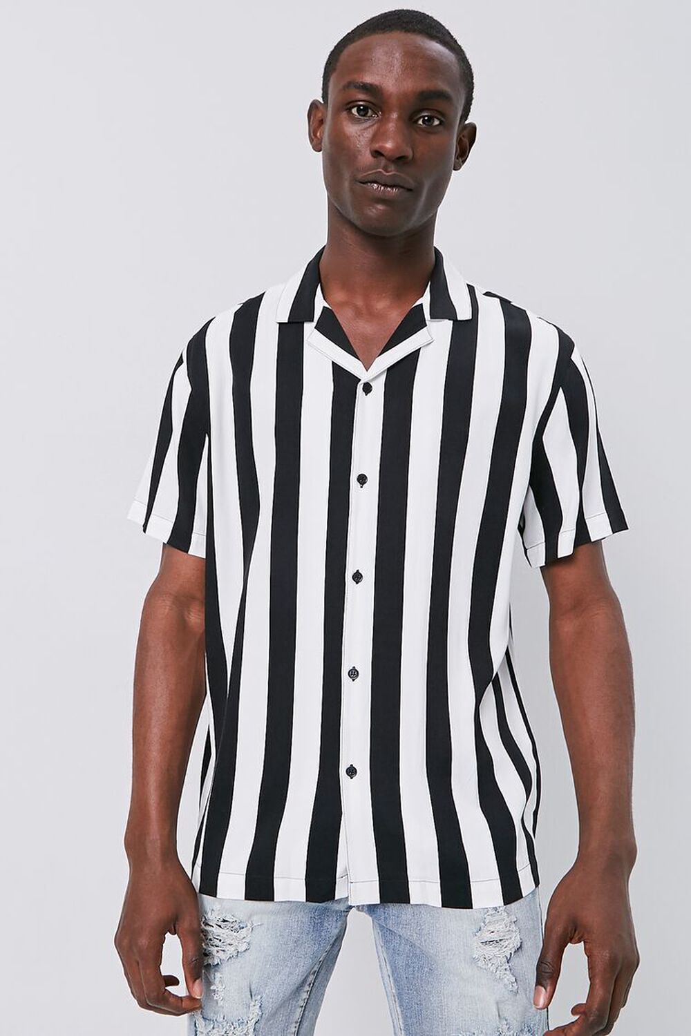 BLACK/WHITE Classic Fit Bold Striped Shirt, image 1