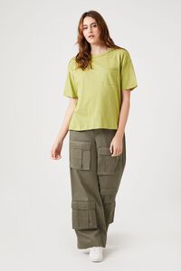 OLIVE Relaxed Raw-Cut Pocket Tee, image 4