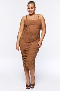 TAUPE Plus Size Ruched Bodycon Midi Dress, image 6