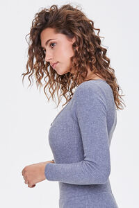 Ribbed Knit Henley Bodysuit, image 2