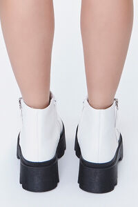 WHITE Faux Leather Lug Booties, image 3