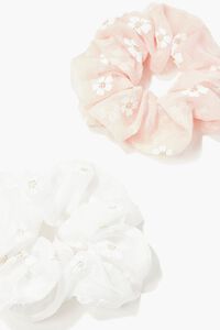 CREAM/PINK Floral Print Scrunchie Set, image 2