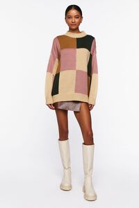MOCHA/MULTI Colorblock Mock Neck Sweater, image 4