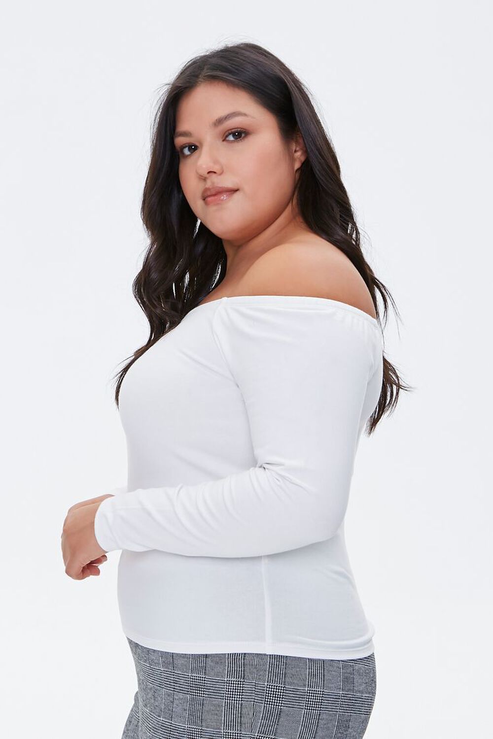 WHITE Plus Size Off-the-Shoulder Top, image 3