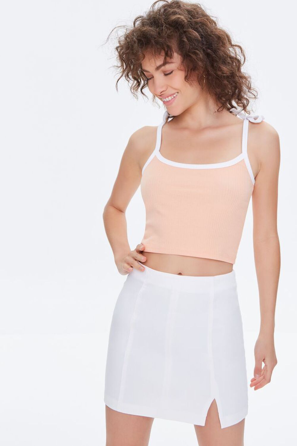WHITE Paneled Denim Mini Skirt, image 1