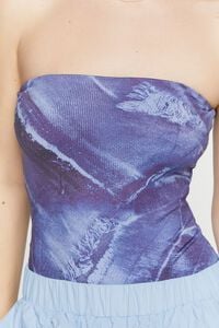 BLUE/MULTI Denim Print Tube Bodysuit, image 6